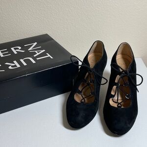 Naturalizer Black Suede Heels with Lace-Up Design
